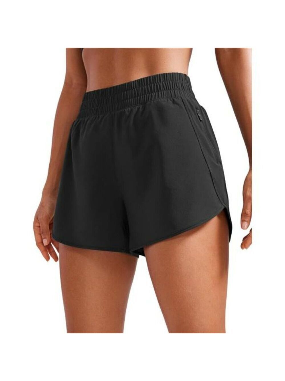 Womens High Waisted Running Shorts 3 Inch Quick Dry Gym Workout Zip Pocket
